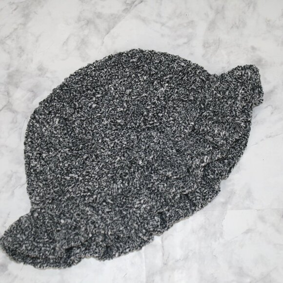 HAND CRAFTED Hat Crochet Bucket Chenille Winter Medium Ruffle Grey Marled - Picture 6 of 12